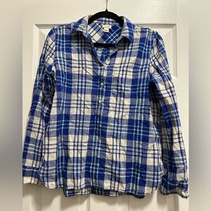 J. Crew Blue and Cream Plaid Blouse